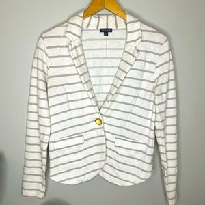 Lilla P White Grey Stripe cotton button Blazer